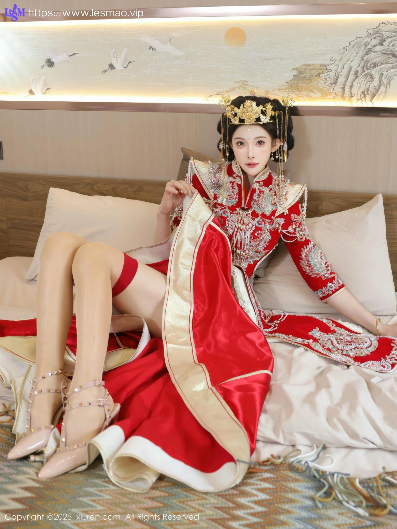 XiuRen 秀人 No.10742 梨霜儿 红色新娘服饰 - 2