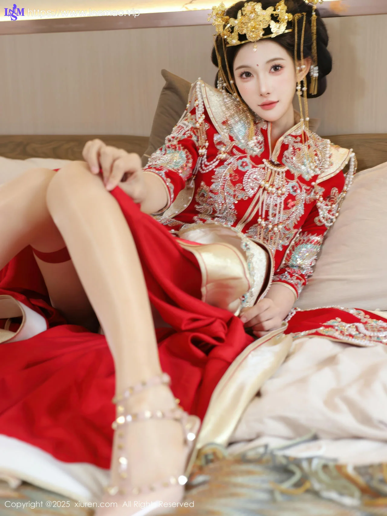 XiuRen 秀人 No.10742 梨霜儿 红色新娘服饰 - 3
