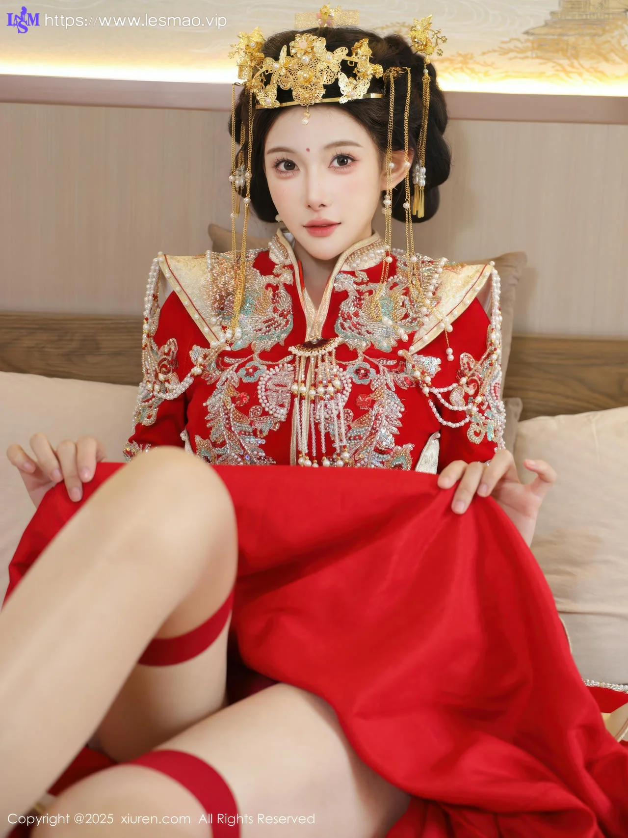 XiuRen 秀人 No.10742 梨霜儿 红色新娘服饰 - 5