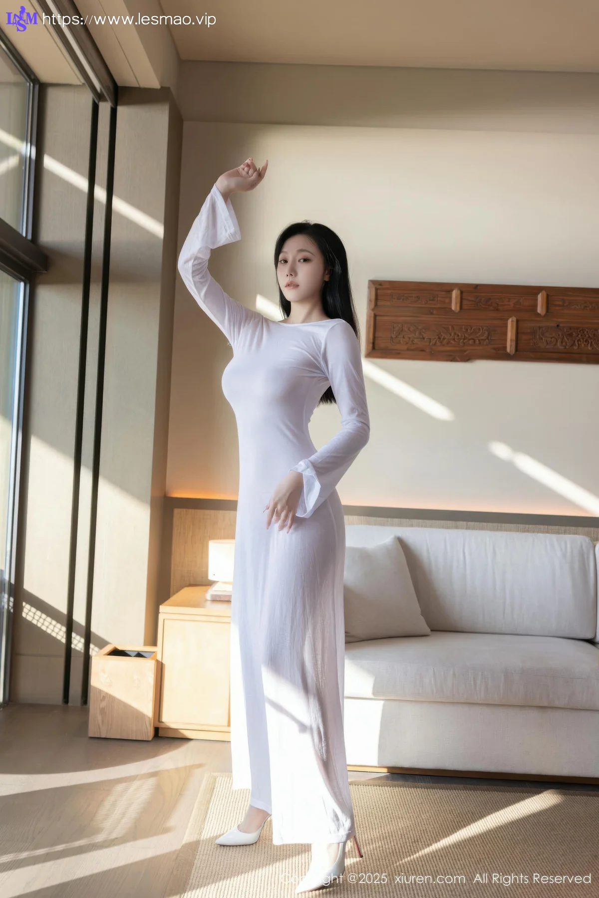 XiuRen 秀人 No.10747 安然anran 白色连衣裙诱人肉色丝袜 - 5
