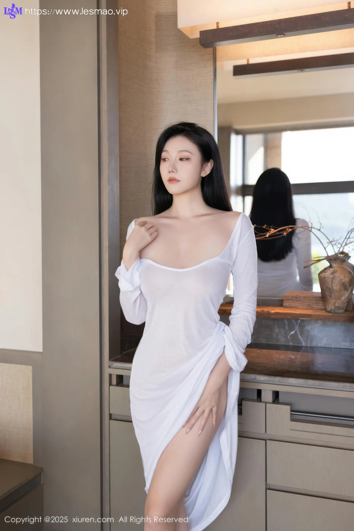 XiuRen 秀人 No.10747 安然anran 白色连衣裙诱人肉色丝袜 - 8