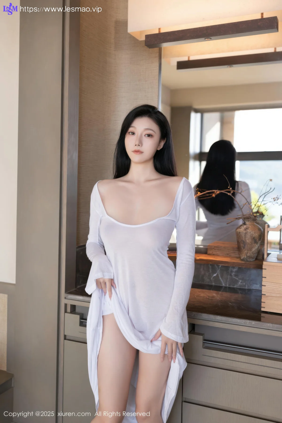XiuRen 秀人 No.10747 安然anran 白色连衣裙诱人肉色丝袜 - 9