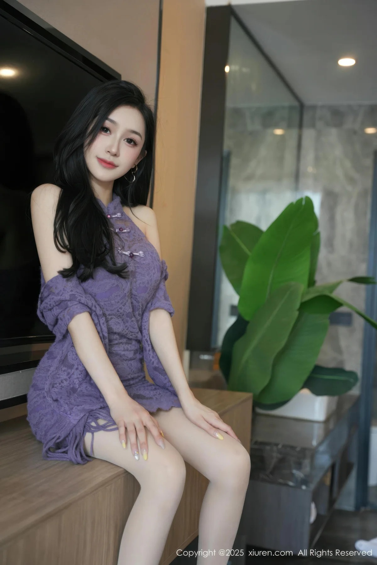 XiuRen 秀人 No.10801 小阿娇Gill 紫色连衣裙长腿高跟 - 3