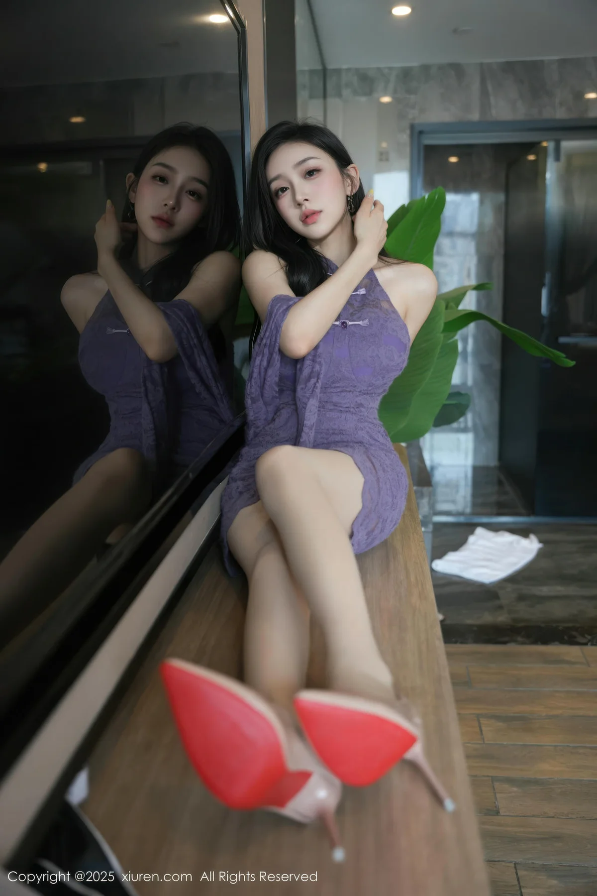 XiuRen 秀人 No.10801 小阿娇Gill 紫色连衣裙长腿高跟 - 2