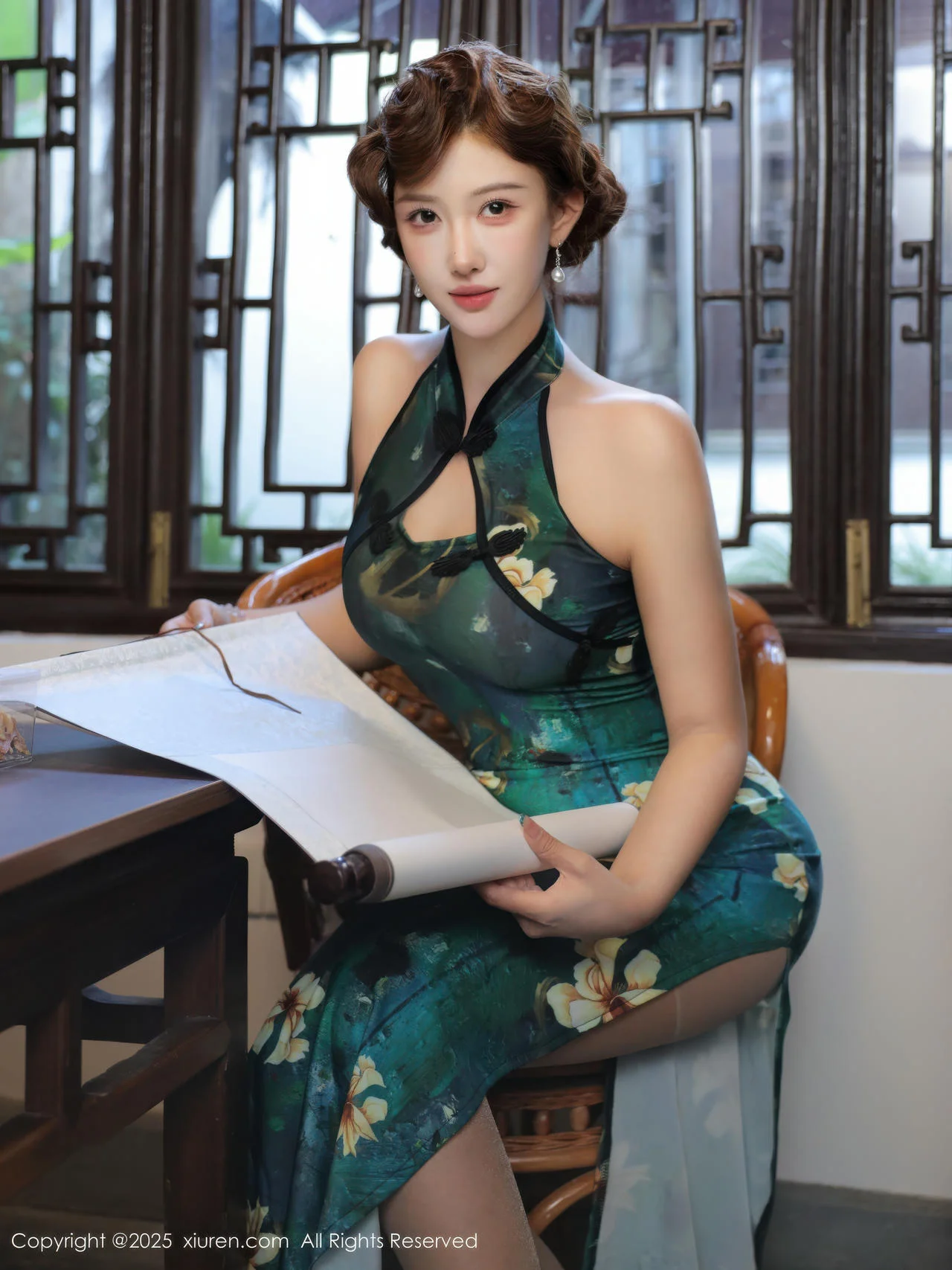 XiuRen 秀人 No.10815 金允希Yuki 绿色旗袍肉丝 - 7