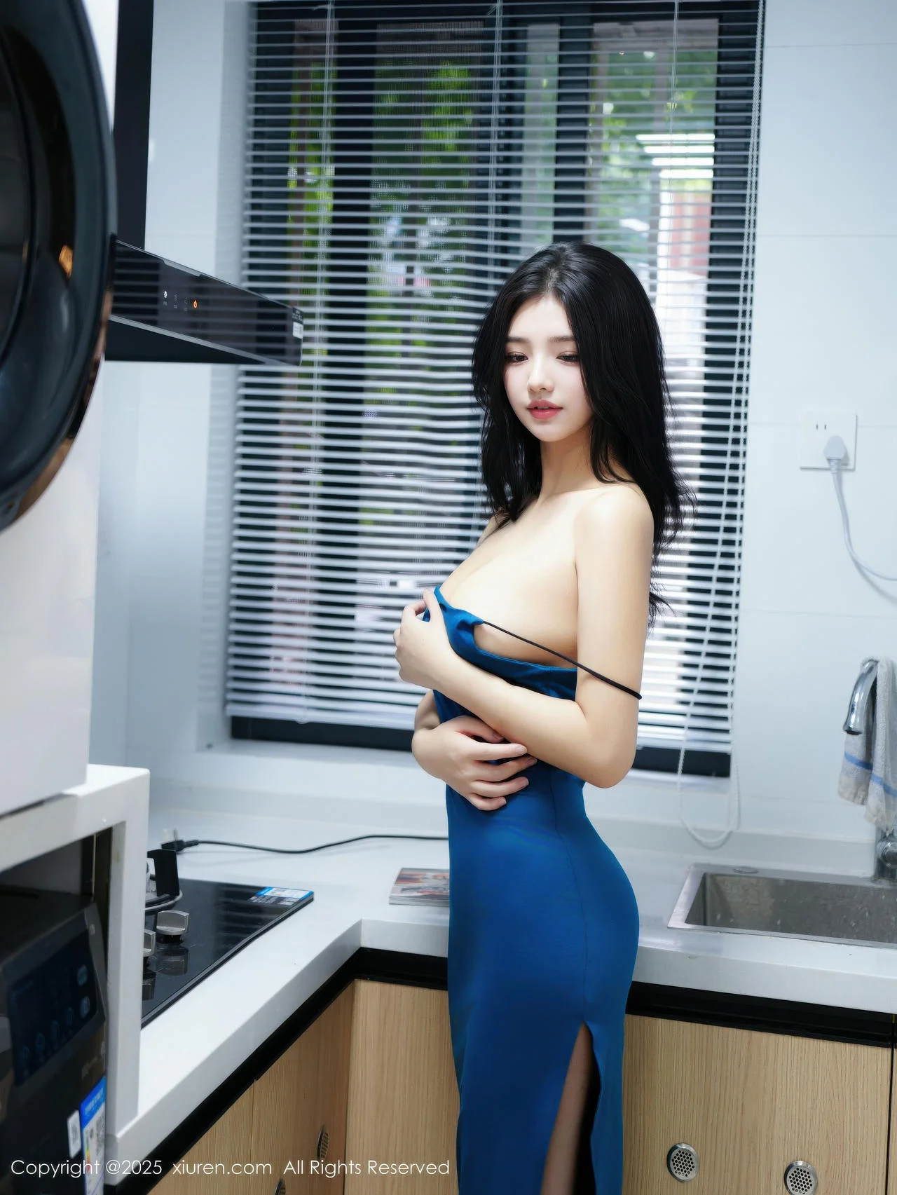 XiuRen 秀人 No.10839 林悦溪儿首套写真蓝色吊带 - 8