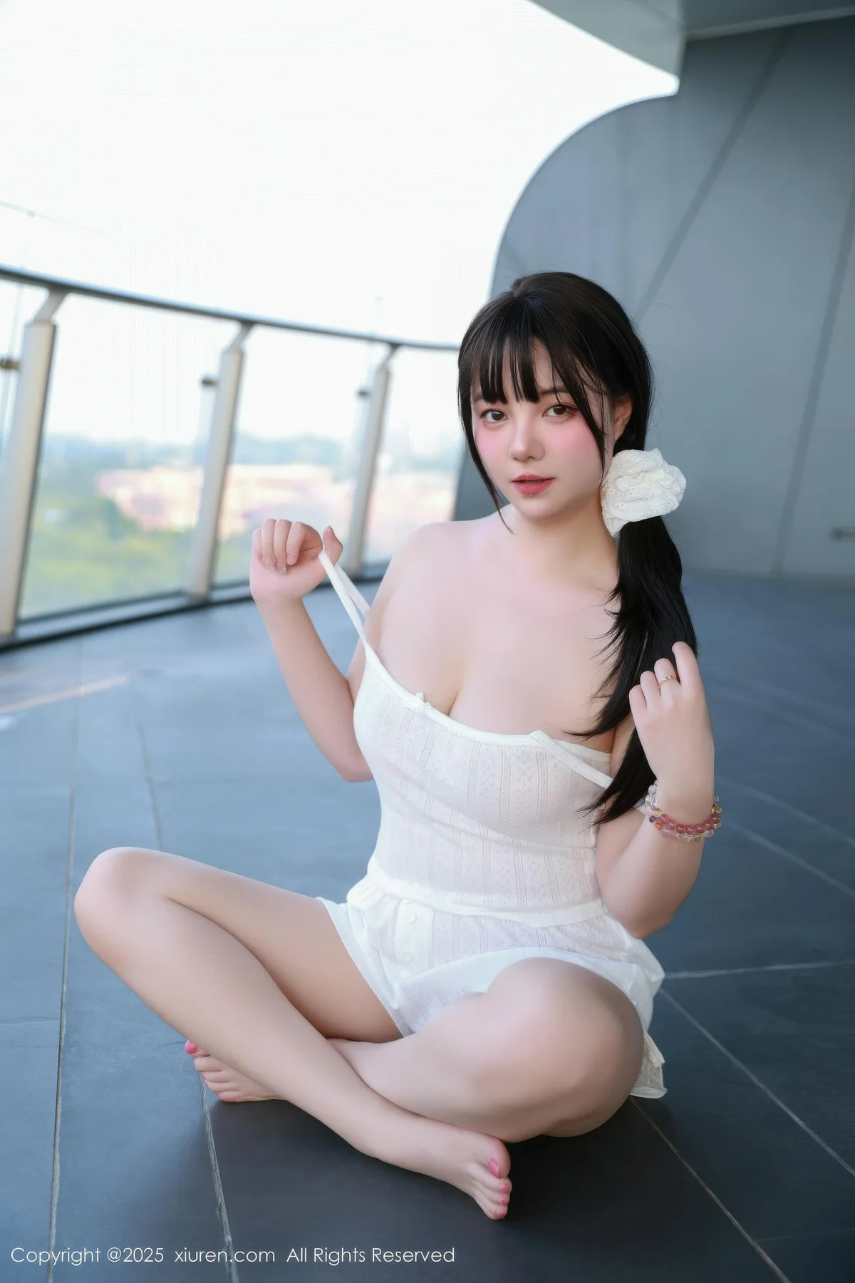 XiuRen 秀人 No.10841 软情 白色吊带短裤 - 4