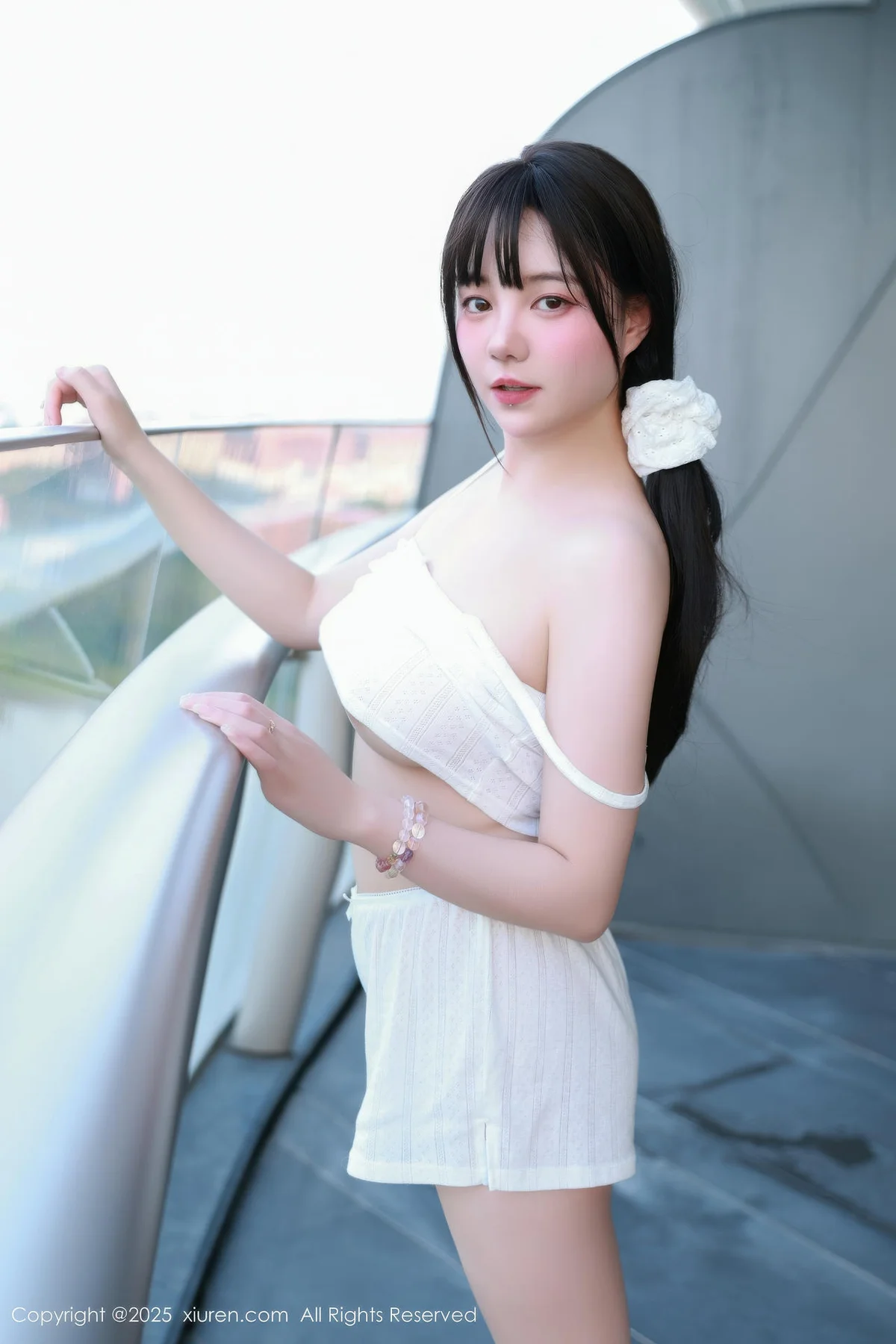 XiuRen 秀人 No.10841 软情 白色吊带短裤 - 2