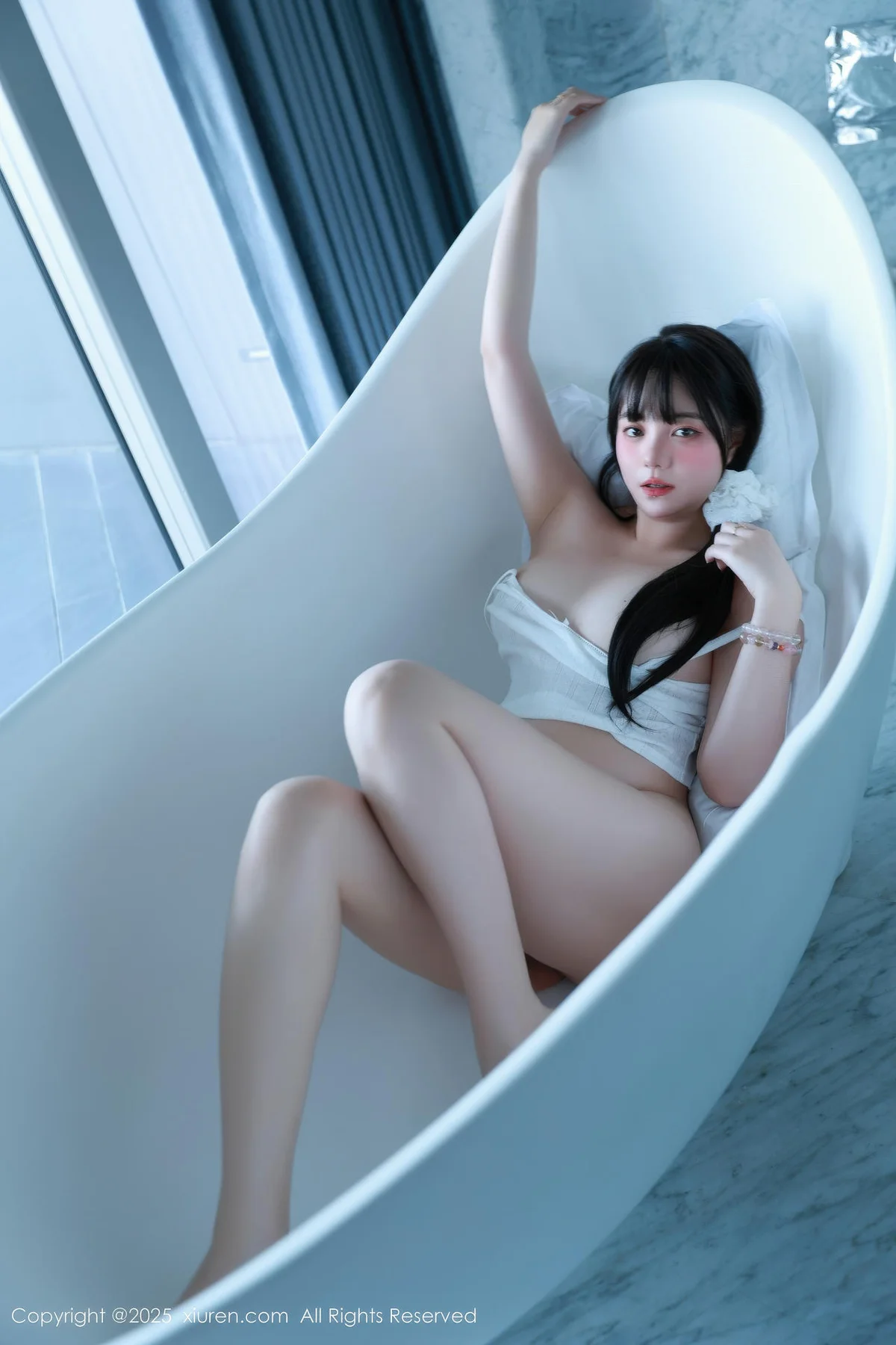 XiuRen 秀人 No.10841 软情 白色吊带短裤 - 7