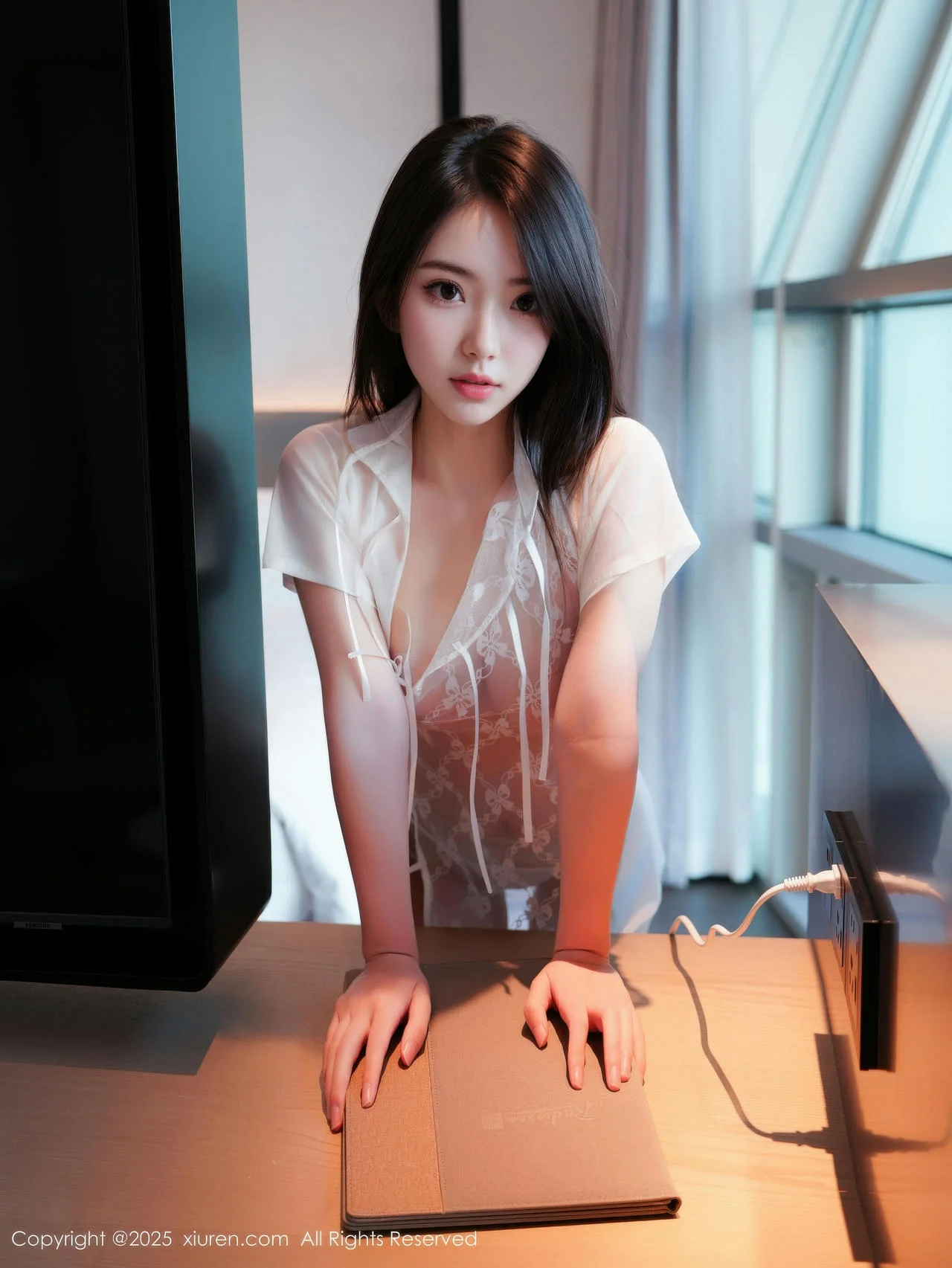 XiuRen 秀人 No.10854 烧烧小桃透视旗袍灰色丝袜 - 10