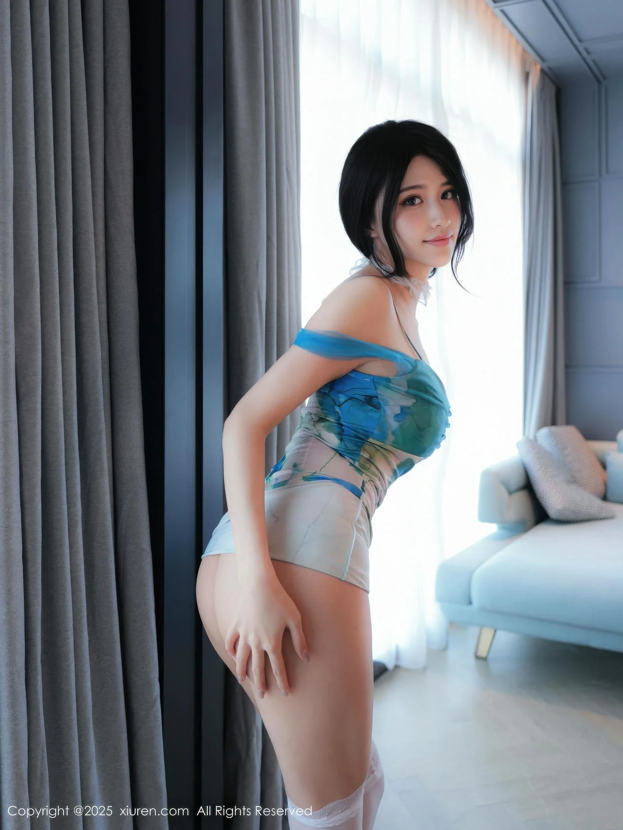 XiuRen 秀人 No.10859 shelly诗莉吖 香肩清新美裙丁字裤 - 3