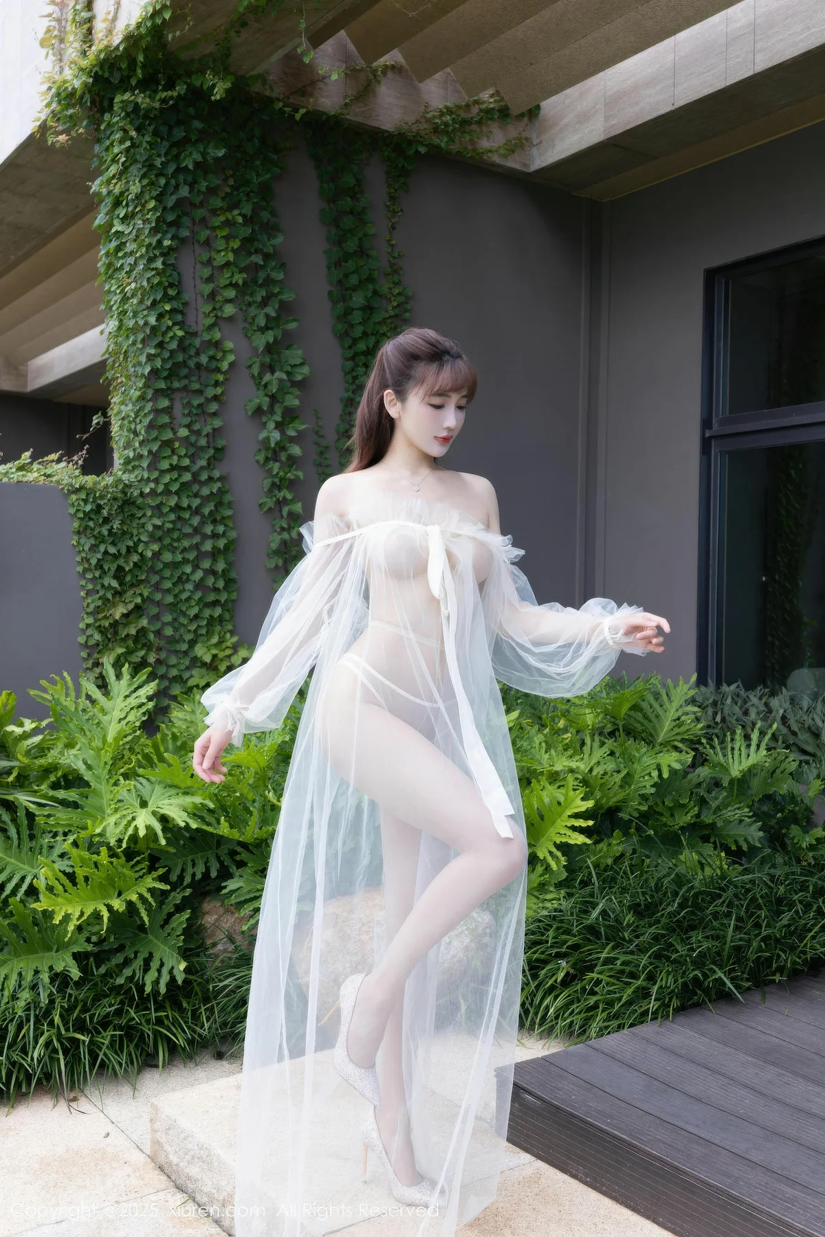 XiuRen 秀人 No.10903 陆萱萱 轻透白纱肉色丝袜 - 3