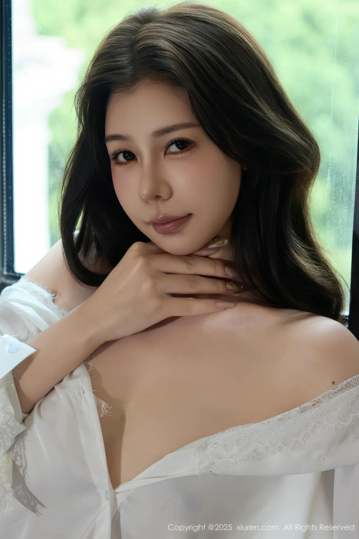 XiuRen 秀人 No.10931 尹甜甜sunny 透视衬衫淡黄蕾丝裙 - 1