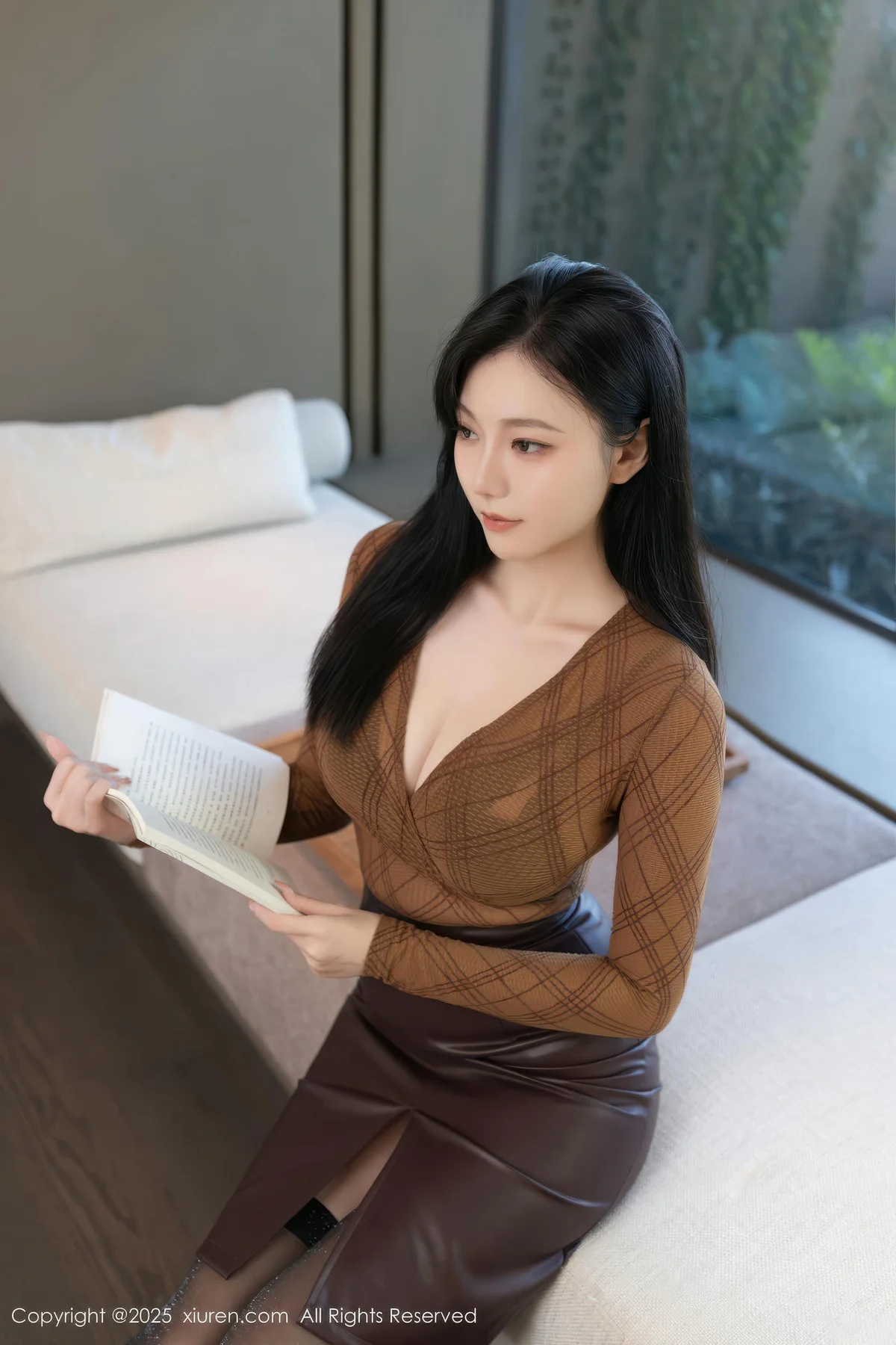 XiuRen 秀人 No.10947 安然anran 棕色皮裙魅惑黑丝 - 9