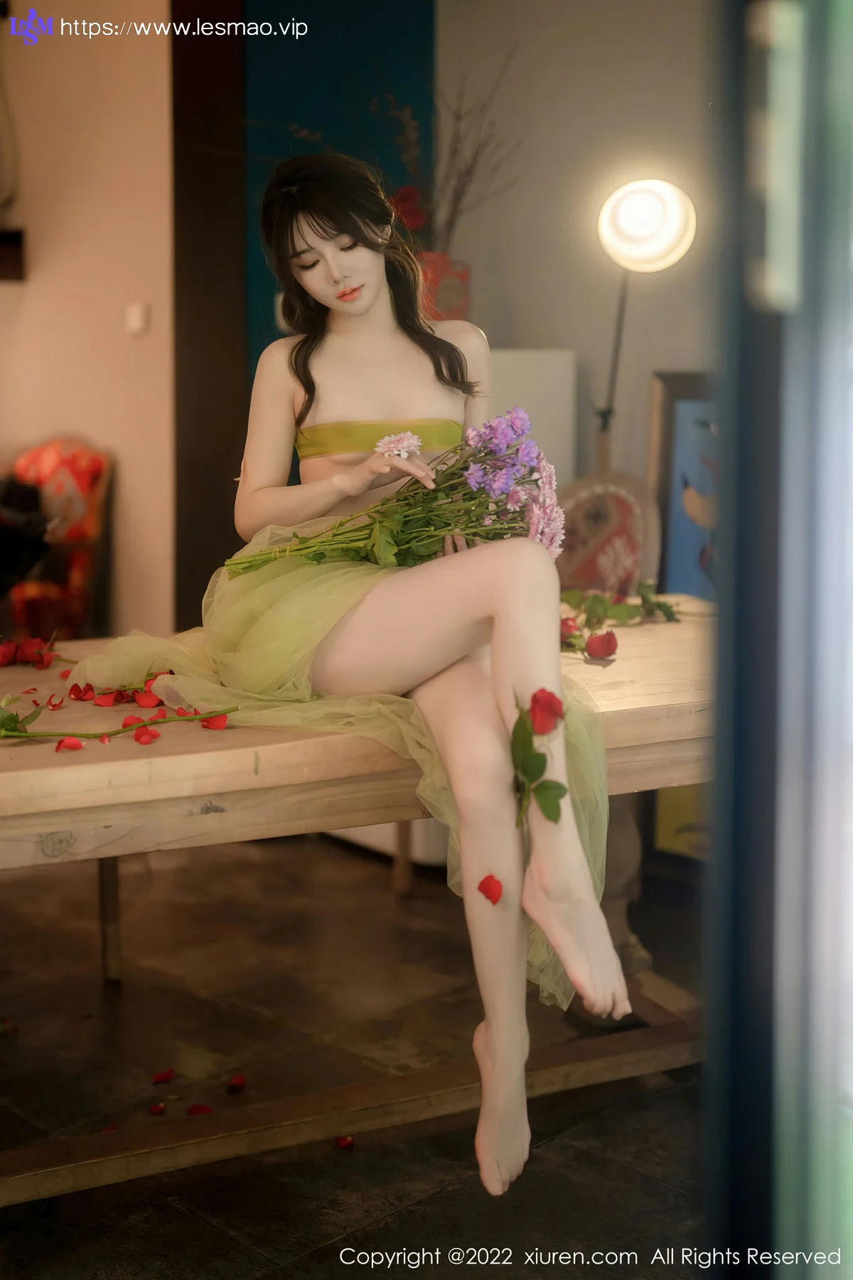 XiuRen 秀人 No.5875 婠婠么 淡绿色连衣长裙性感写真222 - 3