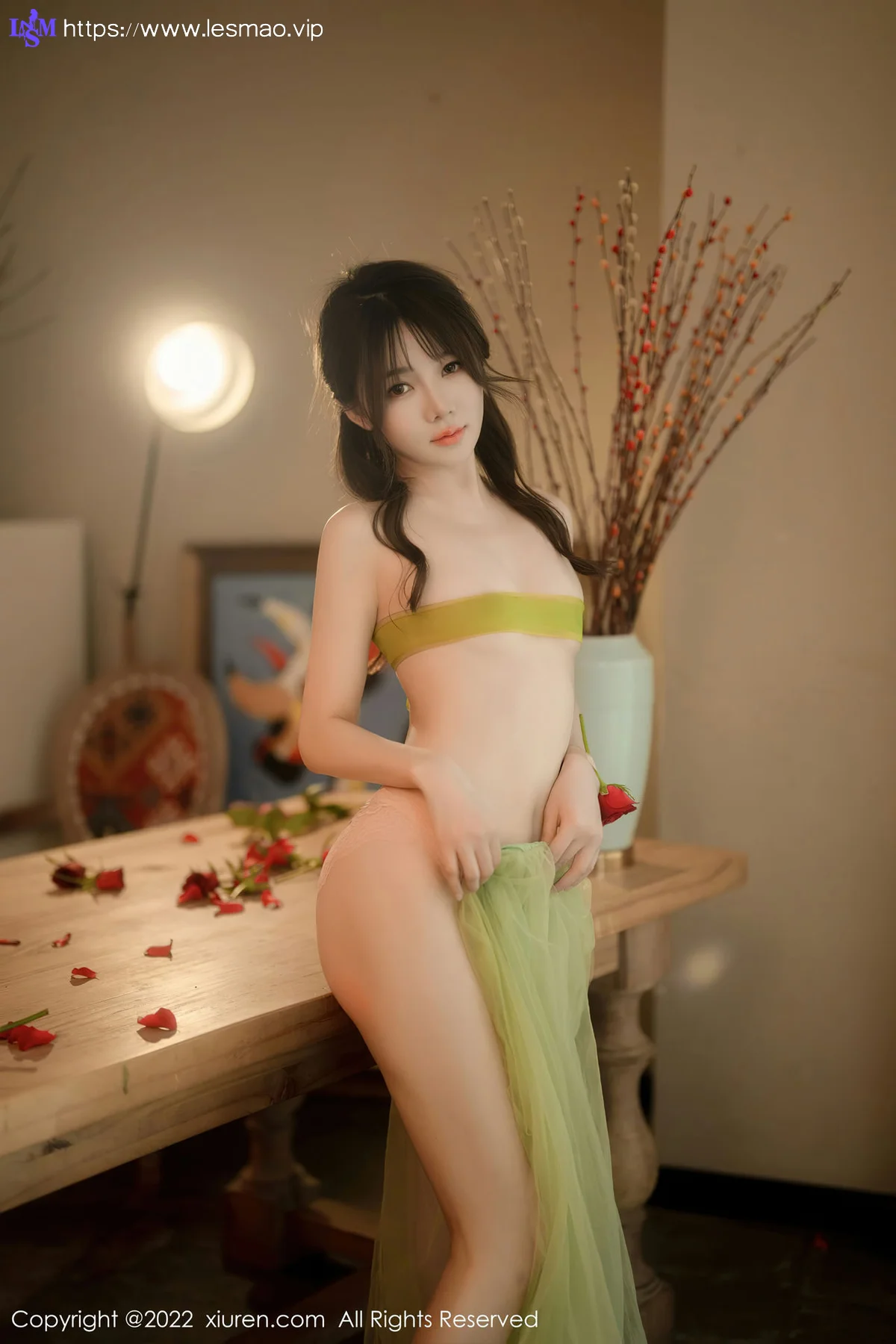 XiuRen 秀人 No.5875 婠婠么 淡绿色连衣长裙性感写真222 - 4