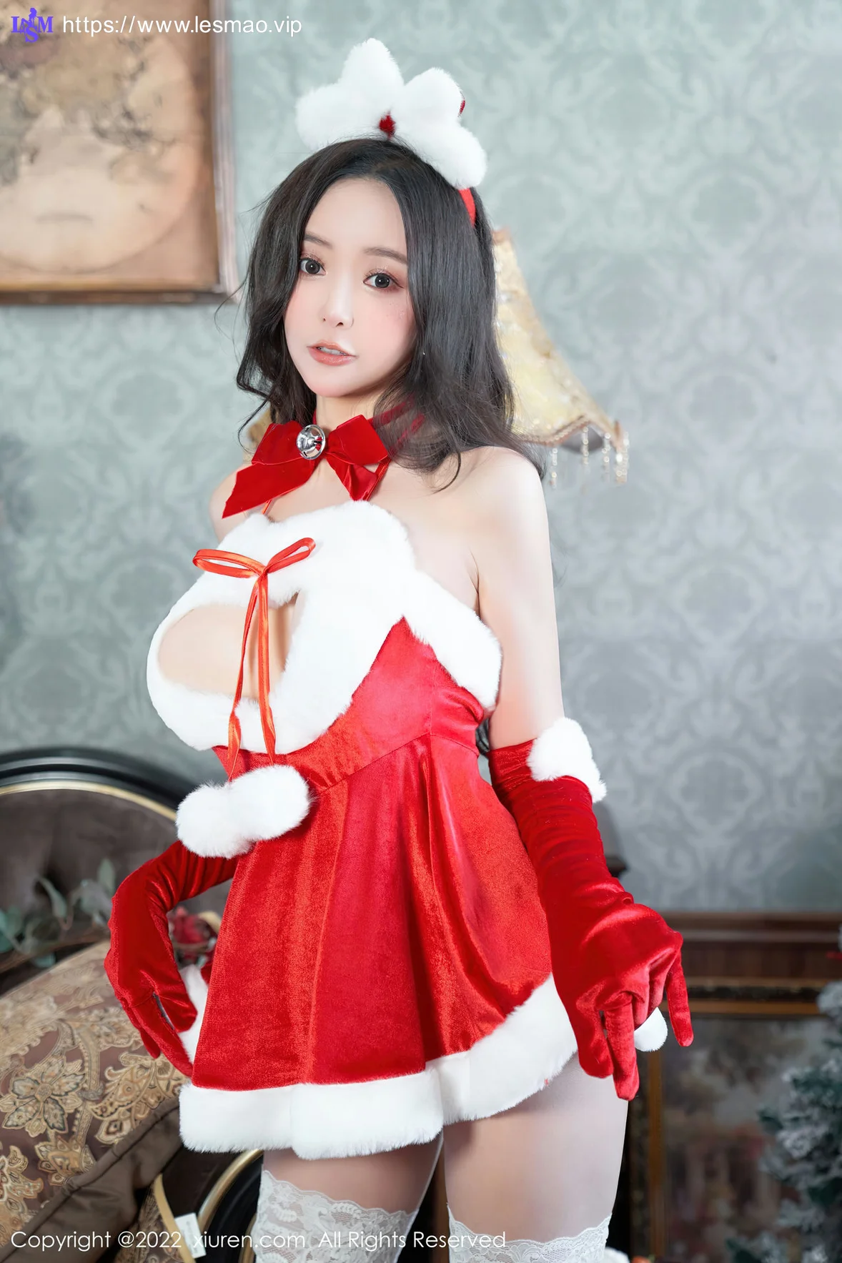 XiuRen 秀人 No.6045 王馨瑶yanni 红色圣诞装服饰性感写真 - 4