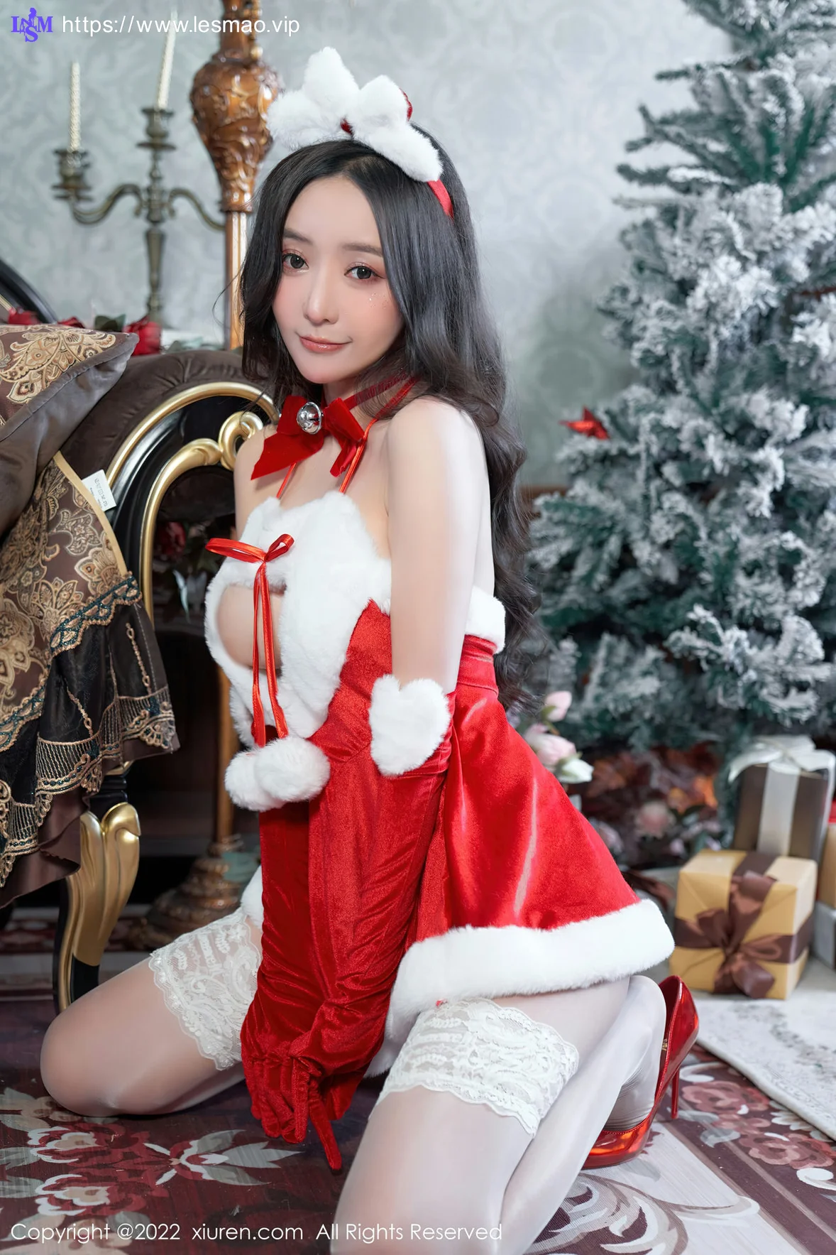 XiuRen 秀人 No.6045 王馨瑶yanni 红色圣诞装服饰性感写真 - 3