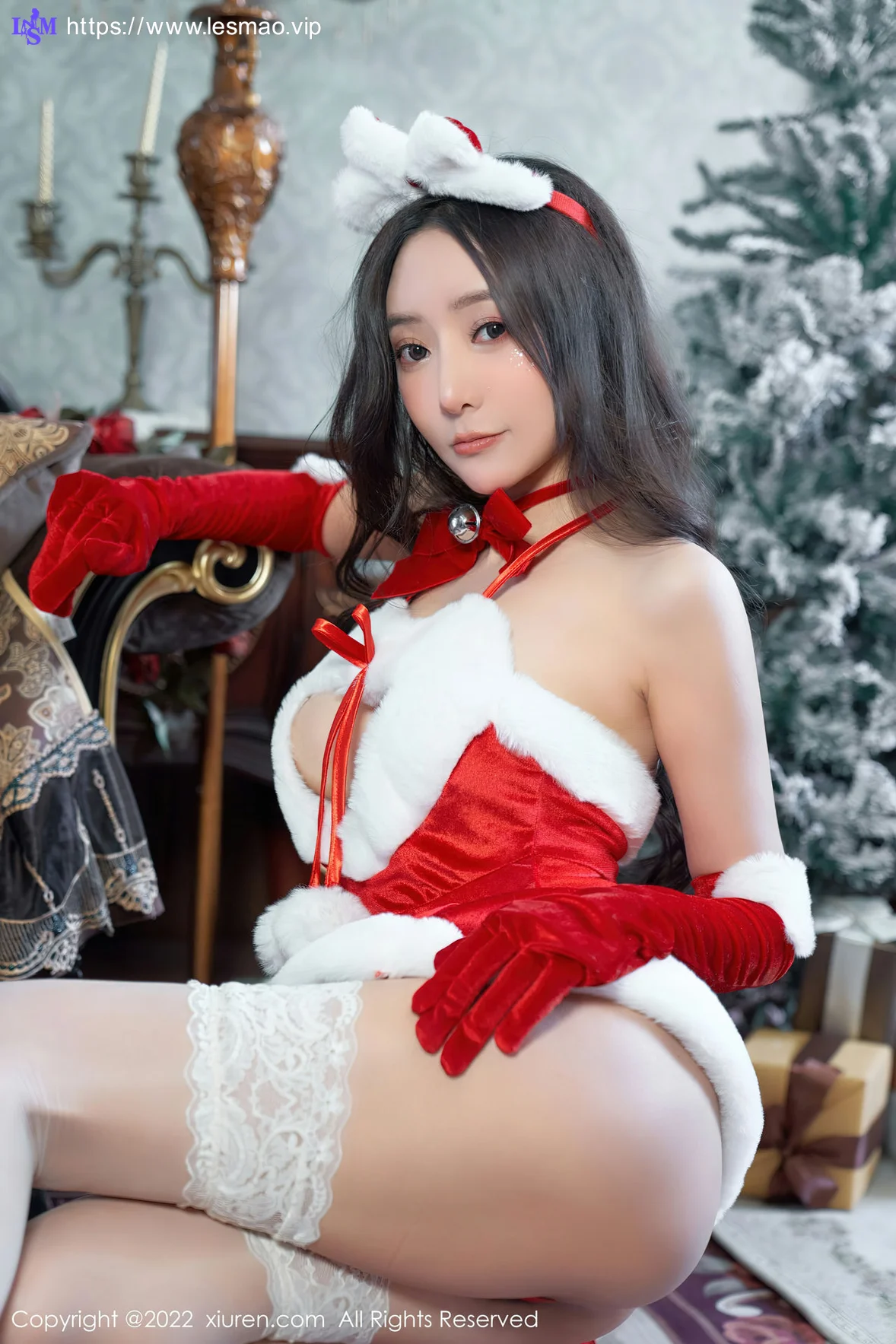 XiuRen 秀人 No.6045 王馨瑶yanni 红色圣诞装服饰性感写真 - 4