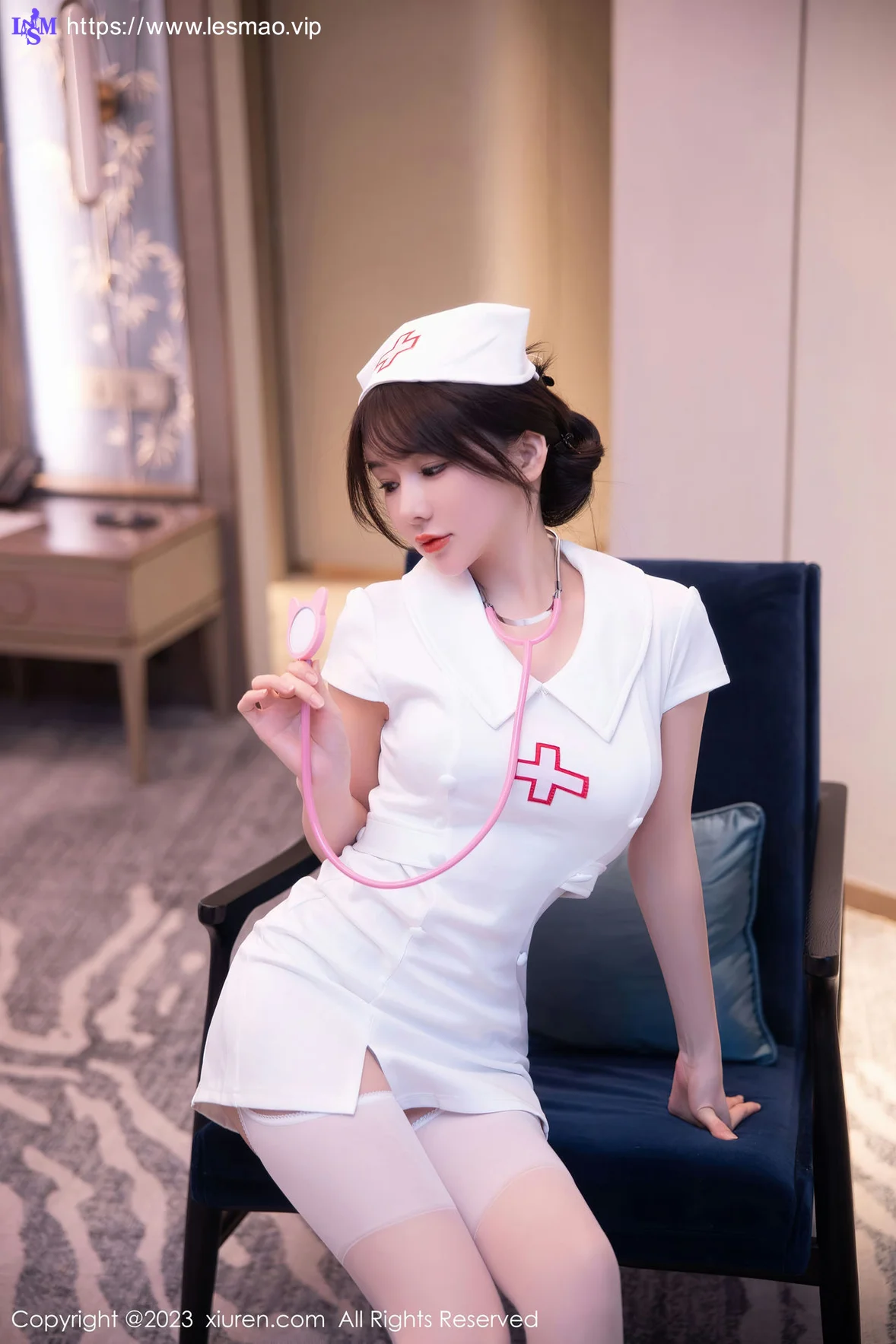 XiuRen 秀人 No.6221 婠婠么 白色情趣护士性感写真 - 6
