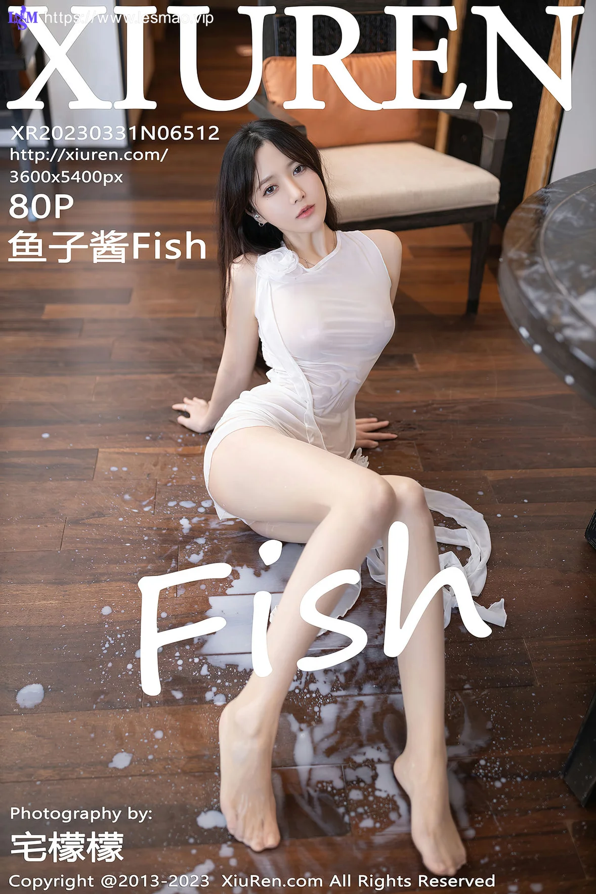 XiuRen 秀人 No.6512 鱼子酱fish 白色轻透牛奶湿身11 - 1