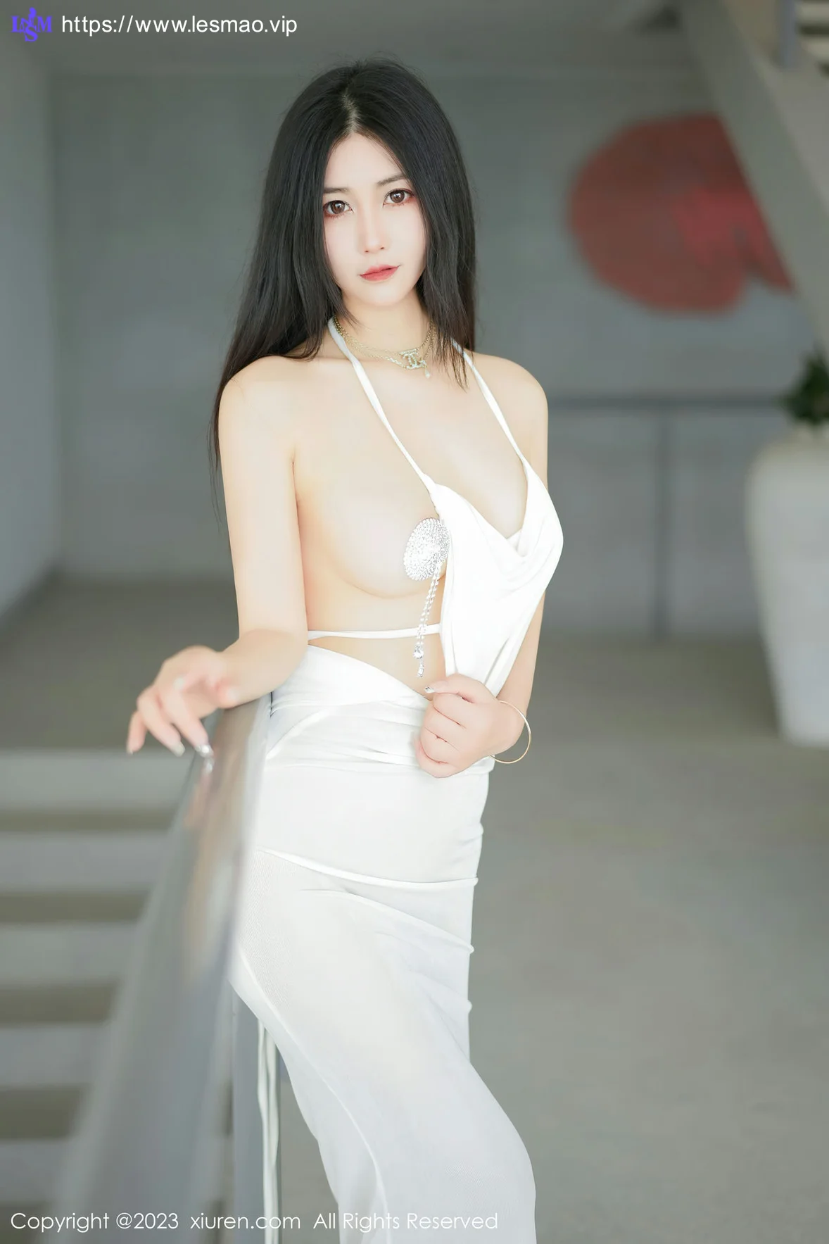 XiuRen 秀人 No.6678 laura阿姣 白色吊带长裙性感写真22 - 3
