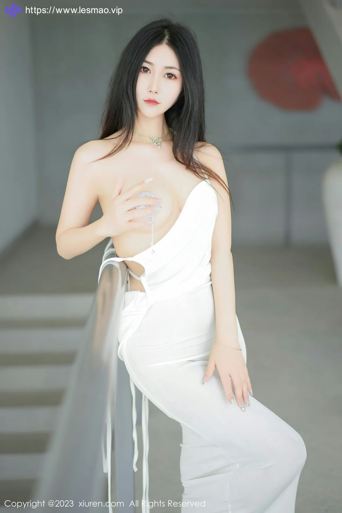 XiuRen 秀人 No.6678 laura阿姣 白色吊带长裙性感写真22 - 8