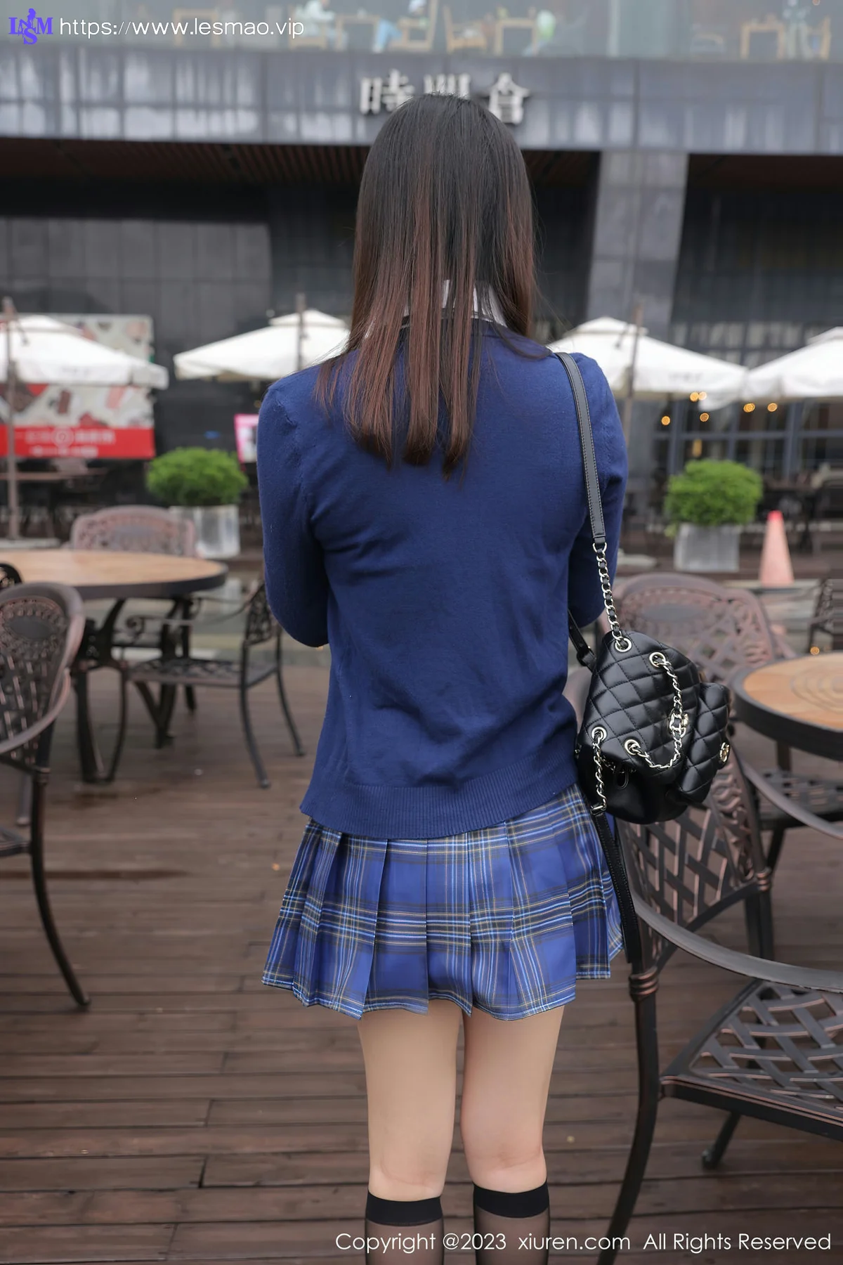 XiuRen 秀人 No.7754  豆瓣酱 白色蕾丝蓝色格子短裙写真111 - 7
