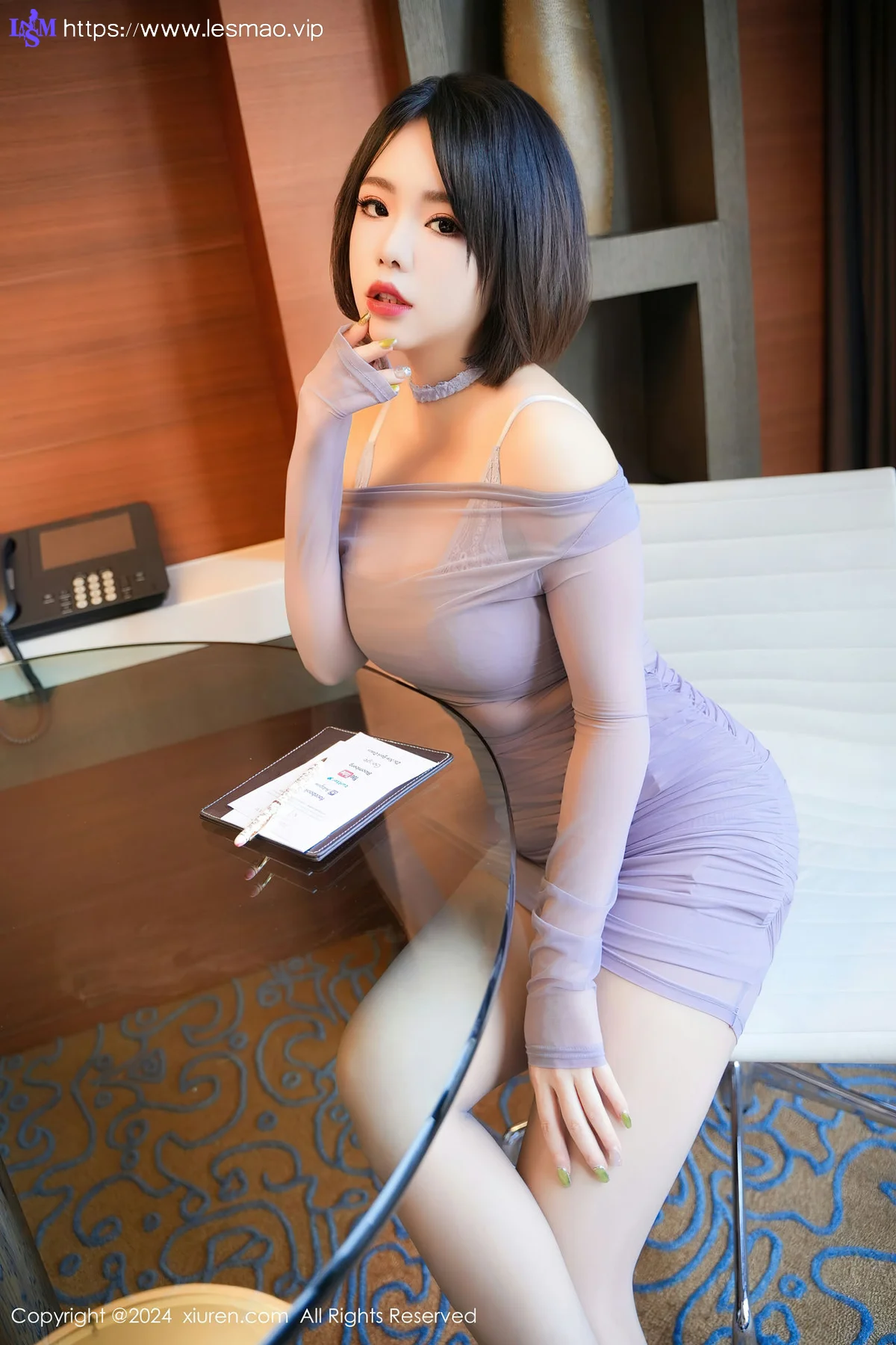 XiuRen 秀人 No.8391 陆萱雅 短发美女蓝色丝袜性感写真 - 7