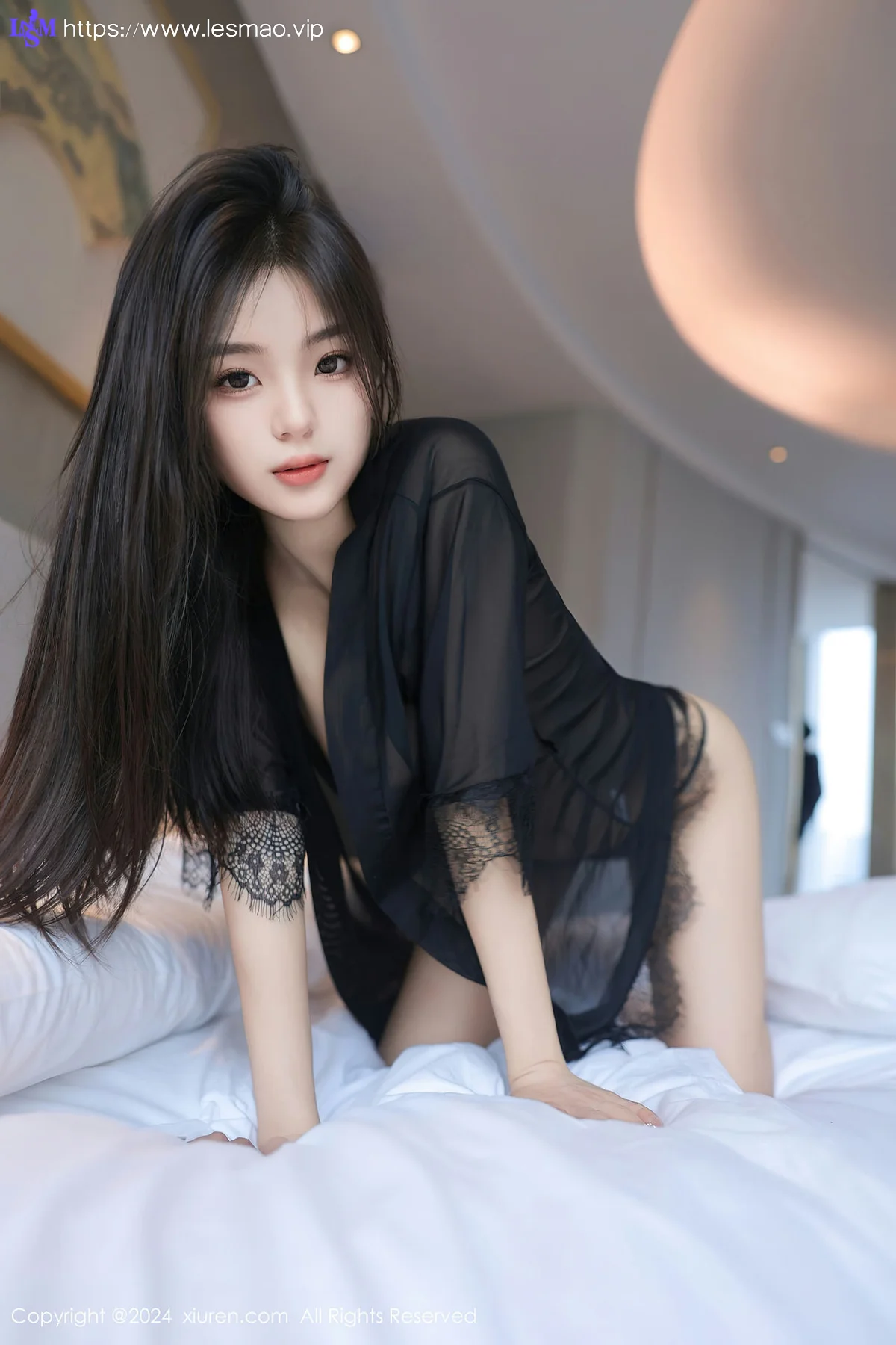 XiuRen 秀人 No.8550 周周不吃香菜 黑色轻透服饰性感写真1 - 6