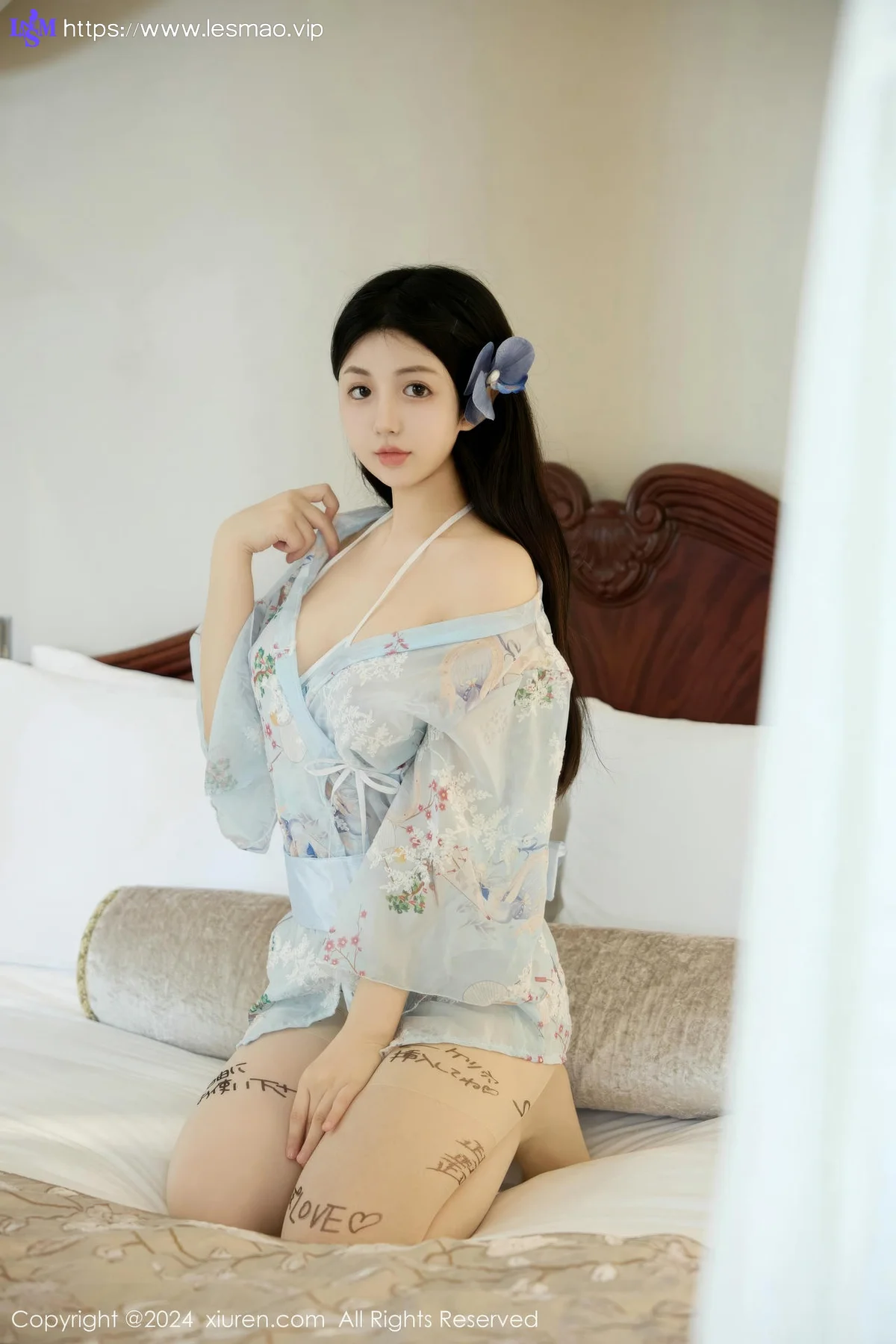 XiuRen 秀人 No.9059 陈小花 浅蓝色日式和服性感写真22 - 2