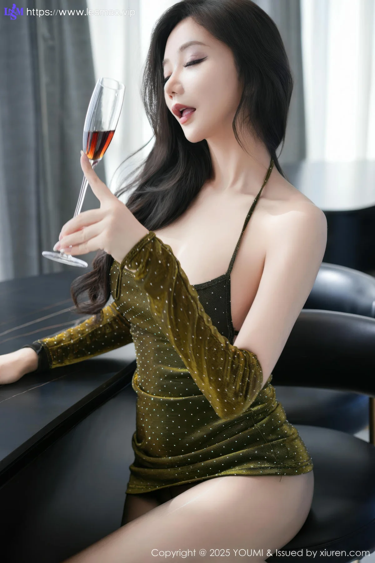YOUMI 尤蜜荟 Vol.1148 心妍小公主 橄榄绿色露肩短裙 - 8