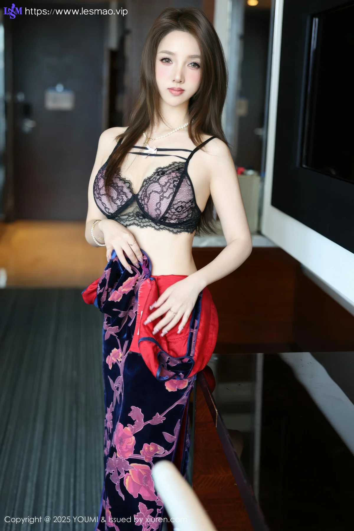 YOUMI 尤蜜荟 Vol.1158 桃桃夭夭twins 性感花色旗袍 - 7