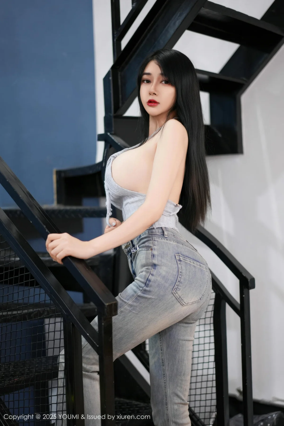 YOUMI 尤蜜荟 Vol.1171 凯竹Quinn 蓝色牛仔裤 - 1