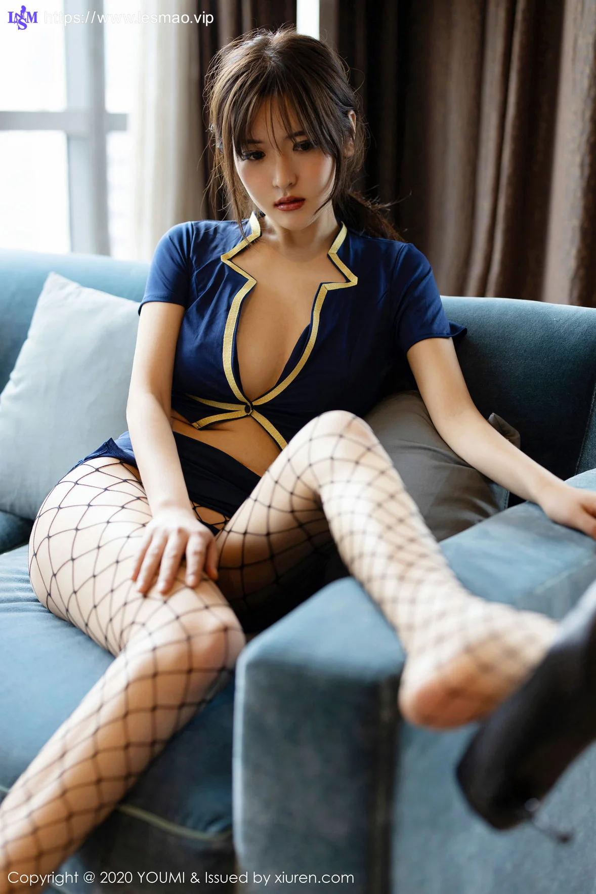 YOUMI 尤蜜荟 Vol.445 情趣制服与魅惑网袜 白露小猪 性感写真 - 1